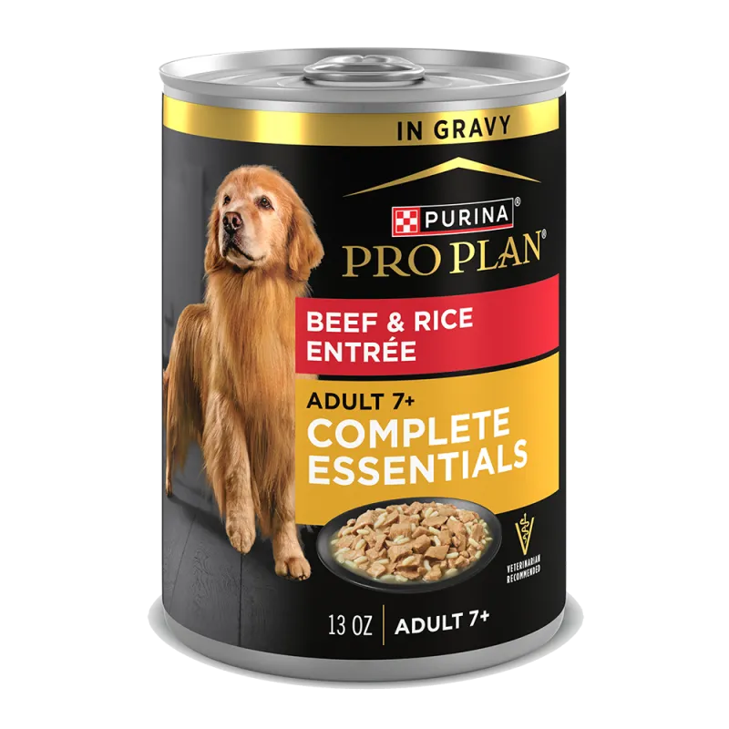 Pro Plan Adult 7+ Senior Complete Essentials Beef & Rice Entrée In Gravy Wet Dog Food