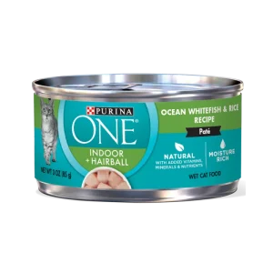 Purina ONE Indoor + Hairball Ocean Whitefish & Rice Recipe Wet Cat Food