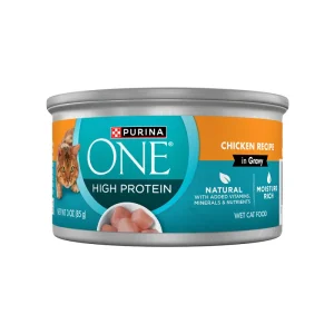 Purina ONE Natural High Protein Cat Food, Chicken Recipe in Wet Cat Food Gravy