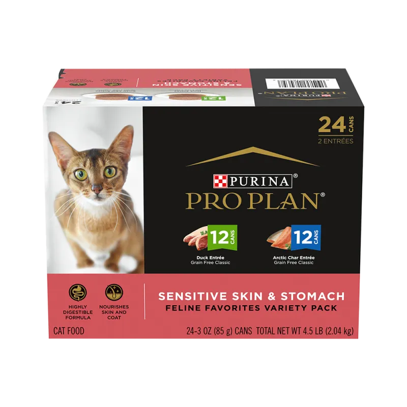 Pro Plan Sensitive Skin & Stomach Duck Entrée, Arctic Char Entrée Classic Variety Pack