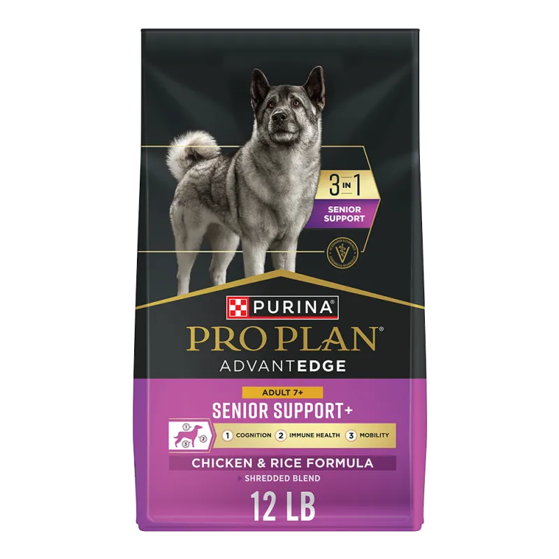 Pro Plan AdvantEDGE Adult 7+ Senior Support+ Shredded Blend Chicken & Rice Formula Dry Dog Food