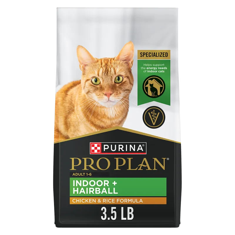 Pro Plan Adult Indoor + Hairball Chicken & Rice Formula Dry Cat Food