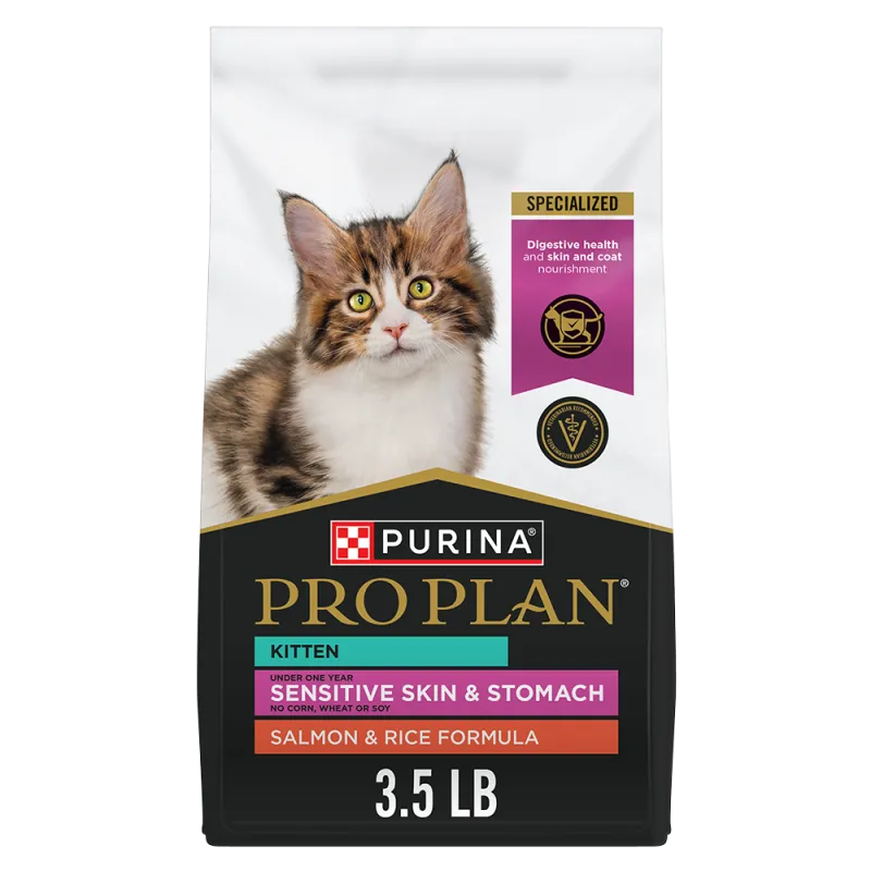 Purina Pro Plan Kitten Sensitive Skin & Stomach Salmon & Rice Formula Dry Cat Food