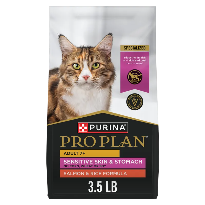 Purina Pro Plan Adult 7+ Sensitive Skin & Stomach Salmon & Rice Dry Cat Food